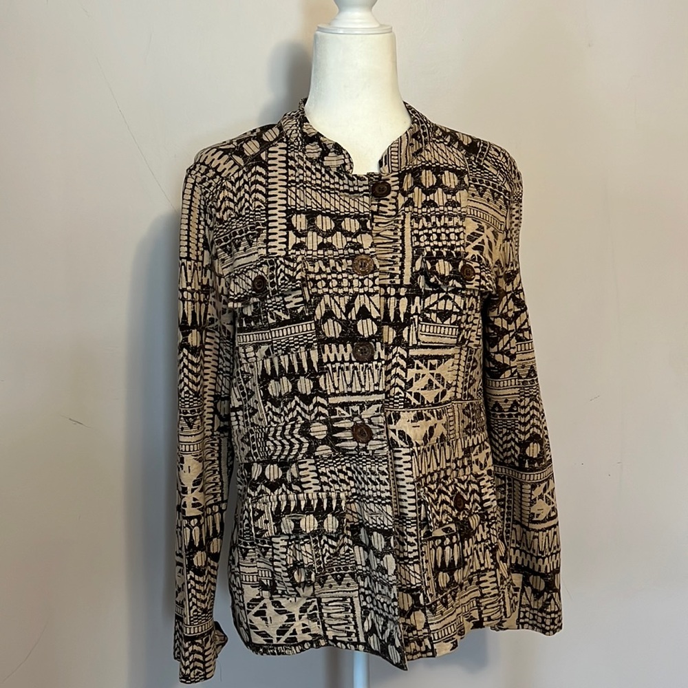 Geometric Cotton Blazer